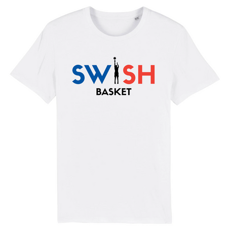 T-Shirt Homme Blanc Bleu Noir Rouge - 100% Coton BIO🌱 - Swish Basket France