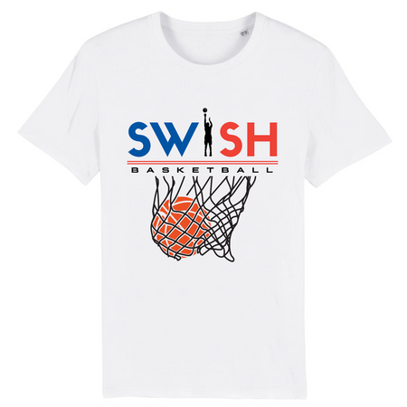 T-Shirt Homme Blanc Bleu Noir Rouge - 100% Coton BIO🌱 - Swish Basketball France