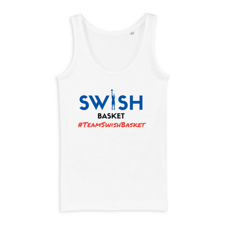 Débardeur Femme Blanc Bleu Noir Rouge - 100% Coton BIO🌱 - Team Swish Basket France