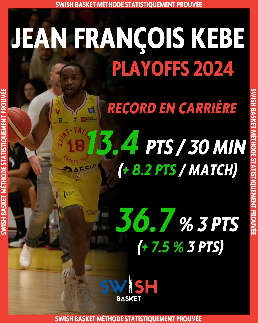 Jeff Kebe Côte d'Ivoire NM1 St-Vallier Playoffs 2024